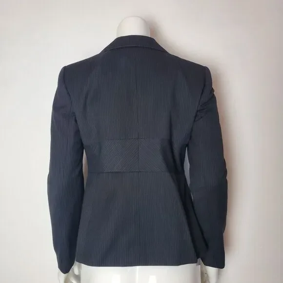 Vintage Y2K Kasper Black Gray Pinstripe Blazer - Picture 3 of 8
